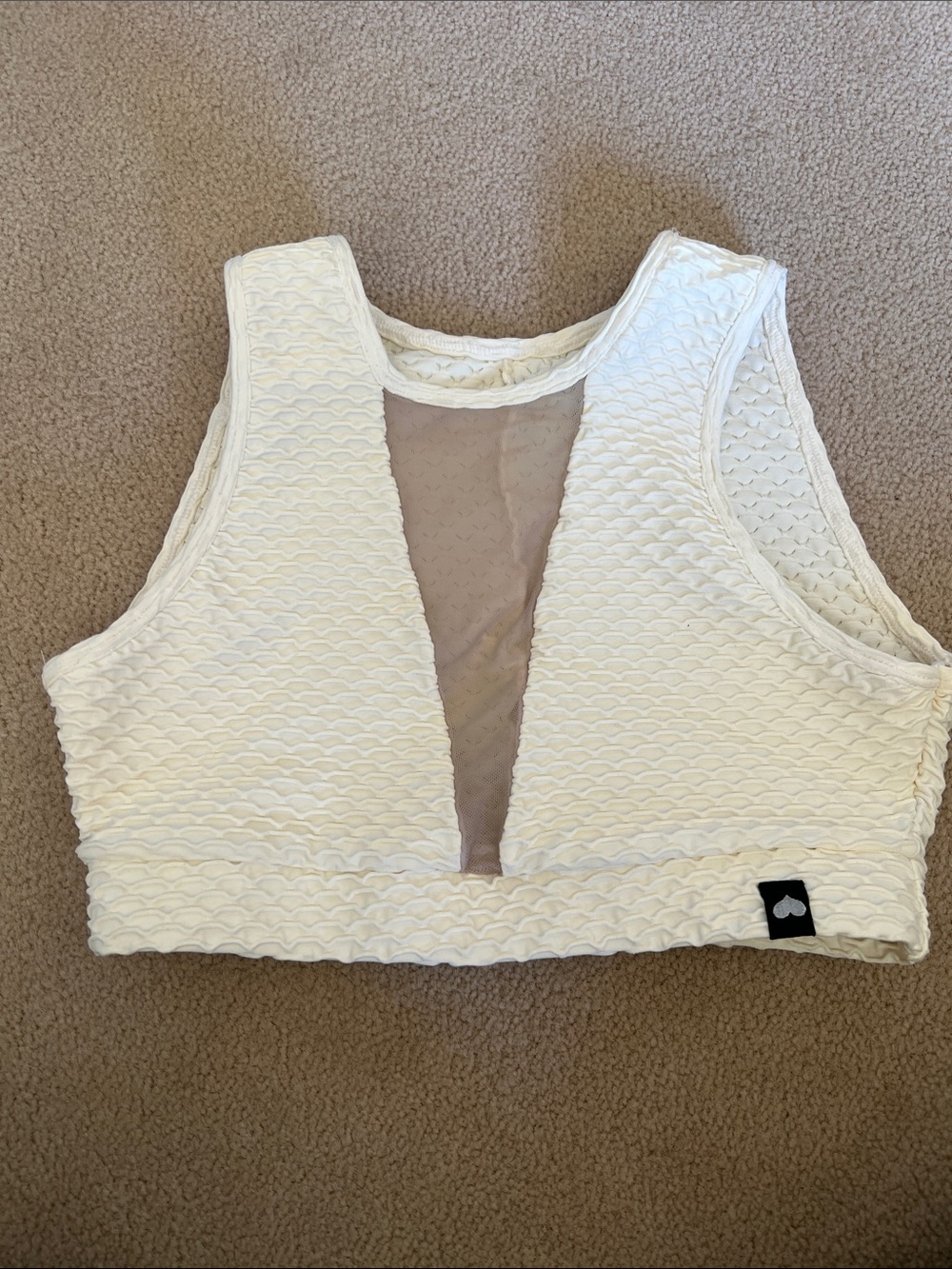 Booty by Brabants Cream Textured Deep-V Sports Bralette